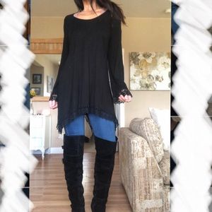 Black shirt/dress with lace sleeves